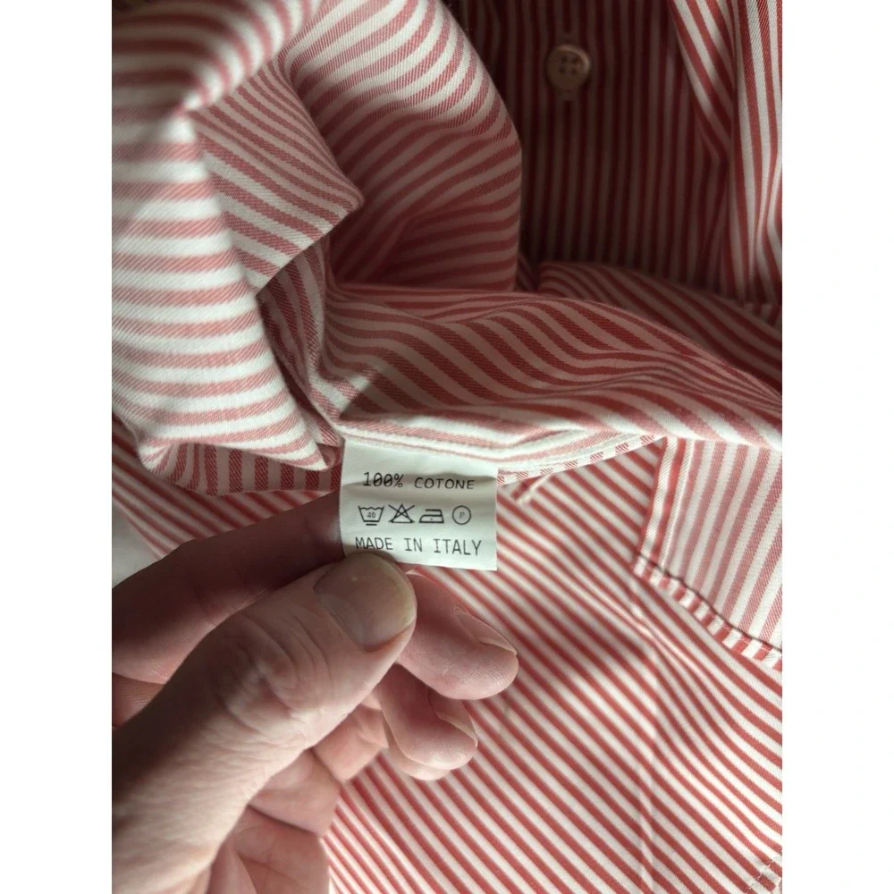 Solemare Maus & Hoffman XL Orange‎ Stripe Long Sleeve Button Up Shirt XL Italy
